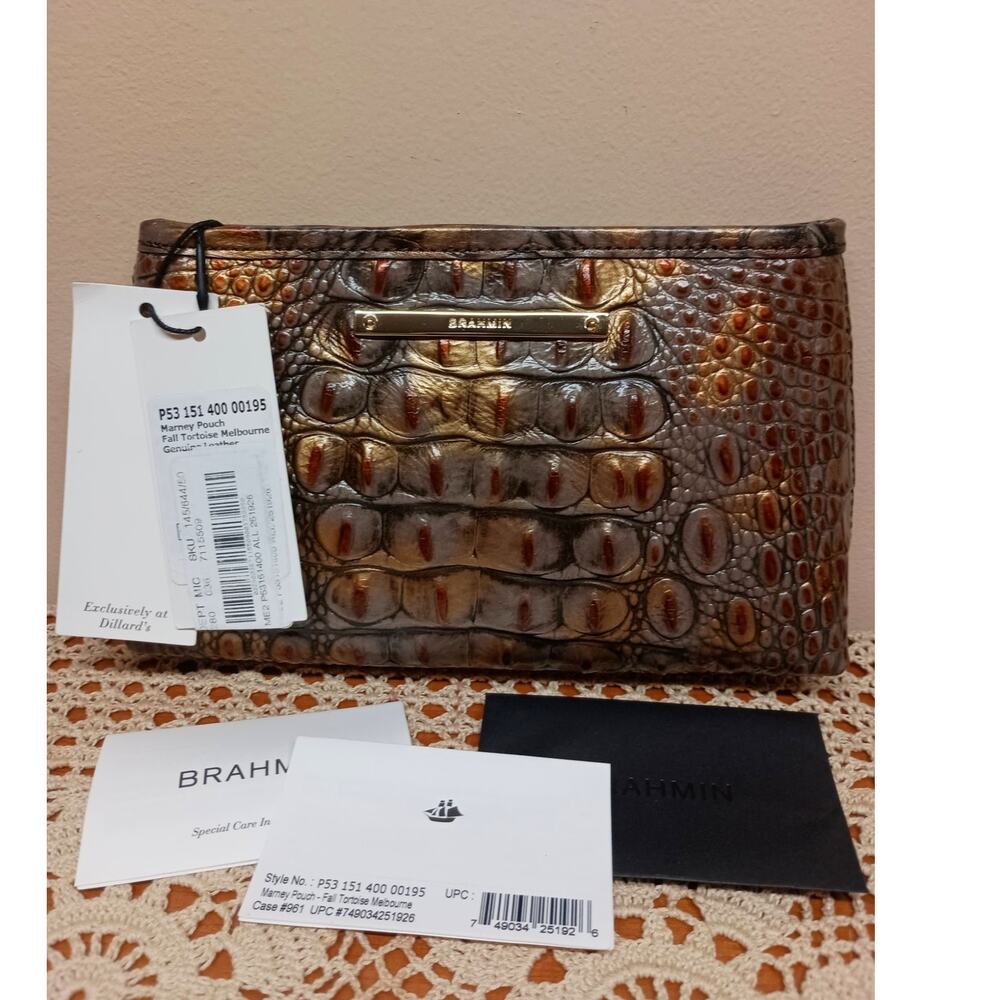 NWT BRAHMIN MARNEY POUCH IN FALL TORTOISE MELBOURNE